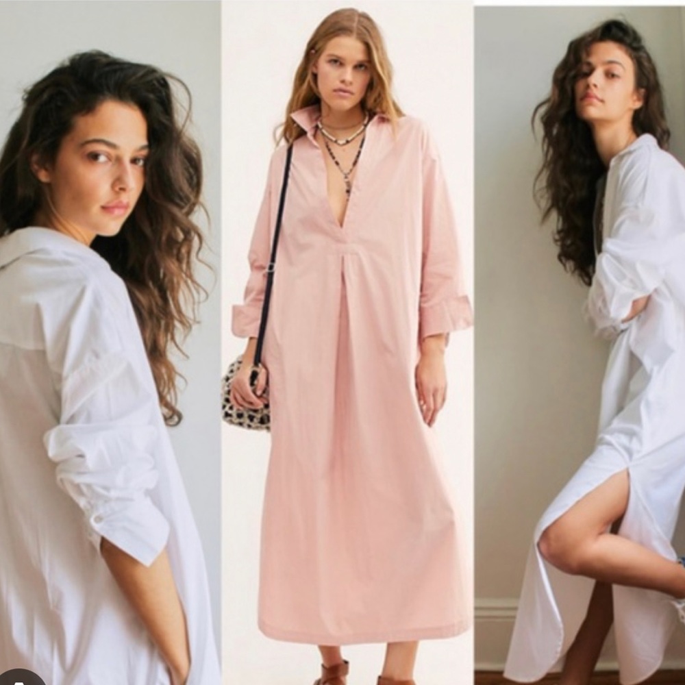Free People | Pink Eva Shirt Dress Maxi NWT